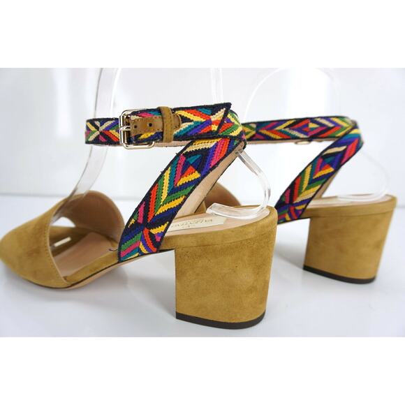 Valentino Chevron Block Heel Ankle Strap Suede Sandals SZ 38 $795 NIB Native - Picture 11 of 11